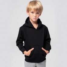 Дитяче худі JHK KID SWEATSHIRT KANGAROO, з капюшоном, з нашивною кишенею, чорне, розмір 116, на 5/6 років