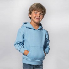 Дитяче худі JHK KID SWEATSHIRT KANGAROO, з капюшоном, з нашивною кишенею, блакитне, розмір 116, на 5/6 років