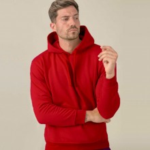 Чоловічий худі з капюшоном JHK, KANGAROO, червоний, розмір L, тепле однотонне худі базове з начосом 