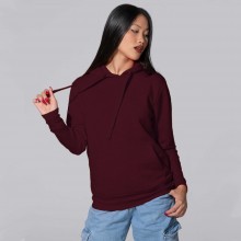 Жіноче худі з капюшоном JHK, KANGAROO, бордове, розмір L, тепле однотонне худі базове з начосом
