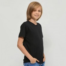 Дитяча футболка JHK, KID T-SHIRT, базова, однотонна, для хлопчика, чорна, розмір 134, на 9/11 років Дитяча футболка JHK, KID T-SHIRT, базова, однотонна, для хлопчика, чорна, розмір 134, на 9/11 років