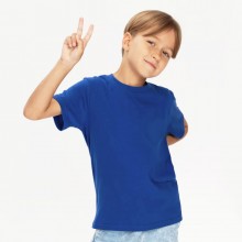 Дитяча футболка JHK, KID T-SHIRT, базова, однотонна, для хлопчика, синя, розмір 104, на 3/4 роки Дитяча футболка JHK, KID T-SHIRT, базова, однотонна, для хлопчика, синя, розмір 104, на 3/4 роки