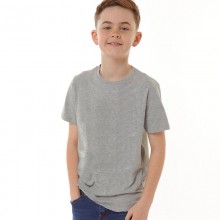 Дитяча футболка JHK, KID T-SHIRT, базова, однотонна, для хлопчика, темно-сірий меланж, розмір 104, на 3/4 роки Дитяча футболка JHK, KID T-SHIRT, базова, однотонна, для хлопчика, темно-сірий меланж, розмір 104, на 3/4 роки
