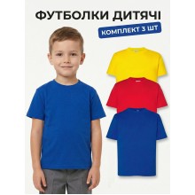 Набір футболок дитячих базових JHK, комплект 3 шт.: червона, жовта, синя, розмір 104, на 3/4 роки