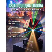 Світлодіодна лазерна голова м'яч Lem Berger рухома з обертанням зі стробоскопом музична 15 каналів управління DMX512 85Вт