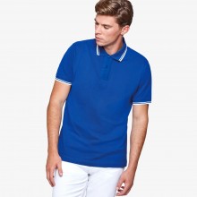 Чоловіча сорочка-поло JHK POLO REGULAR CONTRAST, синя футболка поло, з контрастними полосами, розмір L