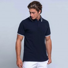Чоловіча сорочка-поло JHK POLO REGULAR CONTRAST, темно-синя футболка поло, з контрастними полосами, розмір L