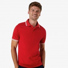 Чоловіча сорочка-поло JHK POLO REGULAR CONTRAST, червона футболка поло, з контрастними полосами, розмір L