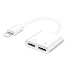 Перехідник для Iphone J-008, Dual Lightning Audio Charge Adapter, білий