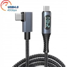Кабель Lem Berger, USB-С 4.0 Thunderbolt 3/4, кутовий, з дисплеєм, для швидкої зарядки до 240W, для передачі даних до 40Gbps, підтримка 8K 60Ghz, довжина 1 м, 3309808