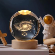 Світлодіодний нічник Lem Berger, LED 3D-світильник, кришталева куля Галактика, діаметр 8 см, живлення USB, 3309887