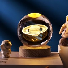 Світлодіодний нічник Lem Berger, LED 3D-світильник, кришталева куля Сатурн, діаметр 8 см, живлення USB, 3309885