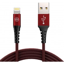 Кабель Synlogic, для заряджання і синхронізації iPhone, з роз'ємом Apple Lightning to USB, довжина 1,2 м, з нейлоновим обплетенням, червоний