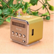 Портативна колонка Lem Berger, з FM-радіо, Bluetooth, роз'ємами micro SD/TF/USB, RGB-підсвічування, TD-V26, золотиста