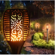 Світильник на сонячній батареї Solar Flame LED Light з ефектом полум'я, 51 см, 600 мАг, водонепроникний садовий ліхтар факел, чорний