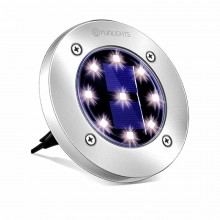 Світильник на сонячній батареї YUNLIGHTS Solar Ground Light, 9 LED, 600 мАг, точковий водонепроникний ліхтар, садовий, вбудований, круглий, біле світло