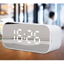 Настільний годинник, портативна колонка AFK BT518 Bluetooth, з будильником, FM-радіо, білий, 3309778
