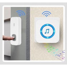Бездротовий дверний дзвінок Lem Berger, 55 мелодій, 5 рівнів гучності, IP55, Wireless Doorbell N9 білий, 3309785