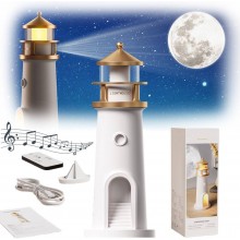 Нічник маяк з проекцією місяця Moon Lighthouse світильник-проектор акумуляторний з Bluetooth-колонкою і пультом