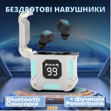 Бездротові навушники M58, з'єднання по Bluetooth 5.3, з мікрофоном, з дисплеєм, сріблястий кейс