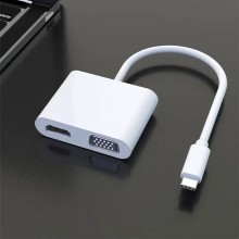 Багатофункціональний USB-C хаб 4 в 1, адаптер для планшета, макбука, телефона, HDTV, VGA, USB-C, USB, білий, 3309754